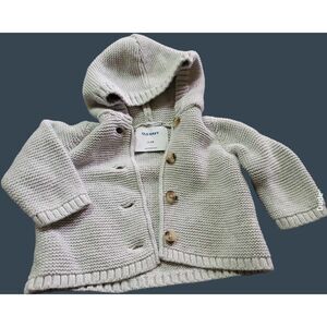 Old Navy G G KI Sweater 3-6 Month Light‎ Gray Really Soft Hood Buttons Unisex